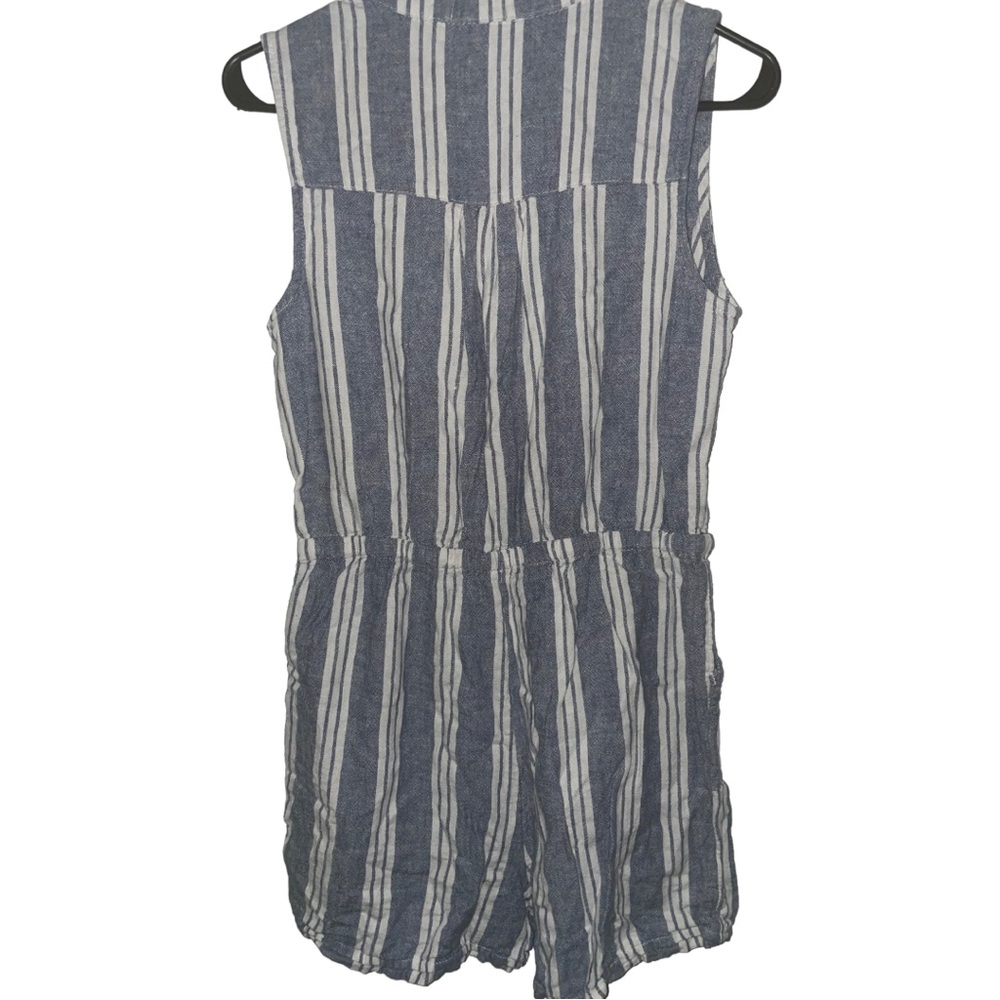 Time and Tru Utility Striped Romper Pockets Elastic Tie Waist Shorts - Picture 2 of 4
